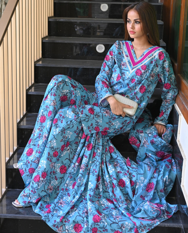 Vivid blue Gharara